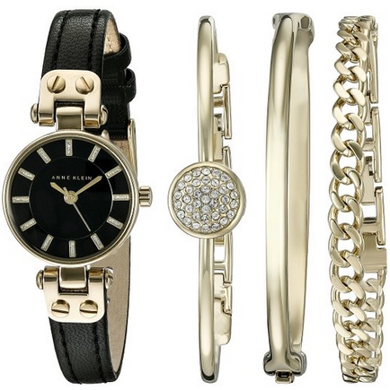 Anne Klein AK/2050GBST施華洛世奇水晶鑲嵌手鐲腕錶套裝$99.88 免運費