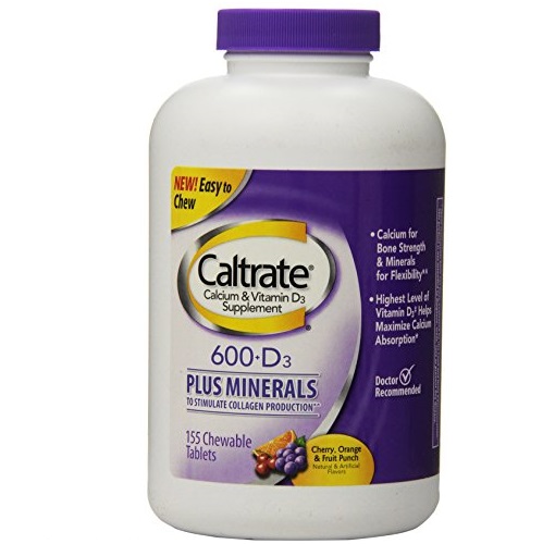 Caltrate 600+D 维D矿物质水果味咀嚼片，155片，原价$17.99，现仅售$14.97