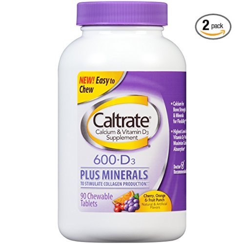 Caltrate钙尔奇  600mg 钙 + 维生素D 什锦水果味咀嚼片，90片/瓶，共2瓶，原价$25.78，现仅售$18.58，免运费