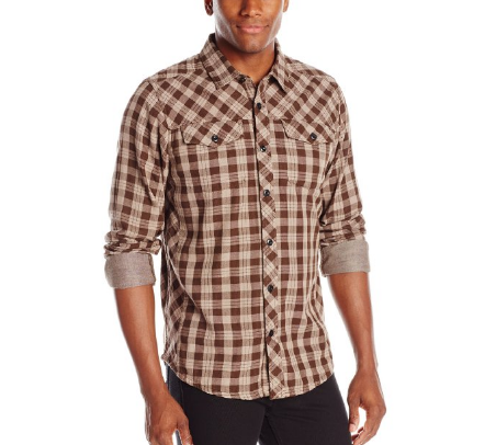prAna Wesson 男子天然有机棉格子衬衫，原价$75，现仅售$19.06