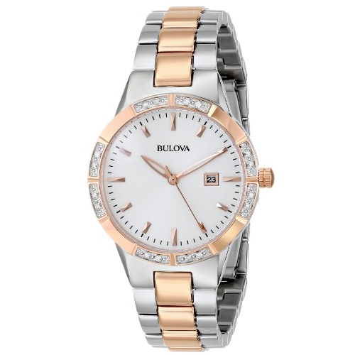 Bulova Women's 98R169 Two-Tone Watch with Diamond-Accented Bezel, Only $105.98, You Save $293.02(73%)