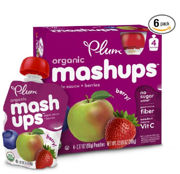 Plum 兒童有機水果泥 蘋果莓子味 24袋,原價$23.99，現僅售$11.14,免運費！
