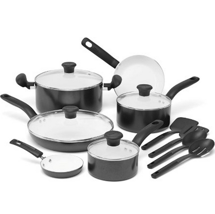 T-fal C996SE Initiatives Ceramic Nonstick Cookware Set, 14-Piece, Black $52.71 FREE Shipping