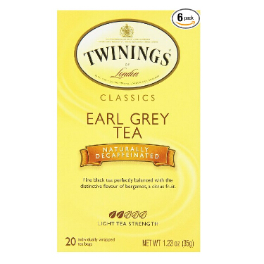 Twinings Decaf Black Tea, Earl Grey, 20 Count Bagged Tea (6 Pack)   $11.51