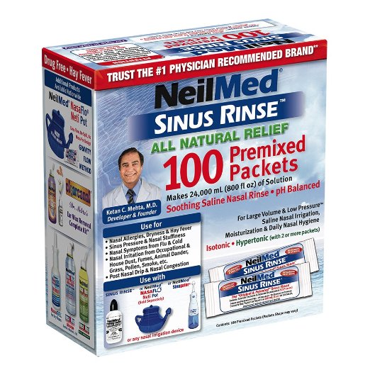 NeilMed Sinus Rinse All Natural Relief Premixed Refill Packets 100 Each, only  $10.99