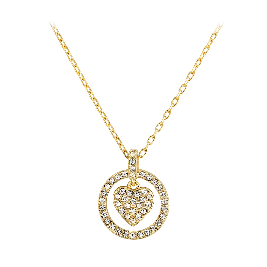 SWAROVSKI 施華洛世奇 Crocus Heart Pendant鑲鑽鍍金圓心項鏈  特價僅售$44.5