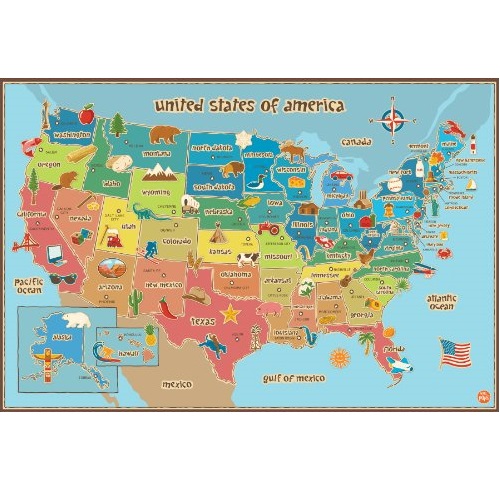 Wall Pops WPE0623 Kids USA Dry Erase Map Decal Wall Decals, only $8.39, free shipping