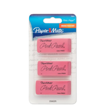 Paper Mate粉色珍珠橡皮擦，3个装，原价$4.69，现仅售$1.00