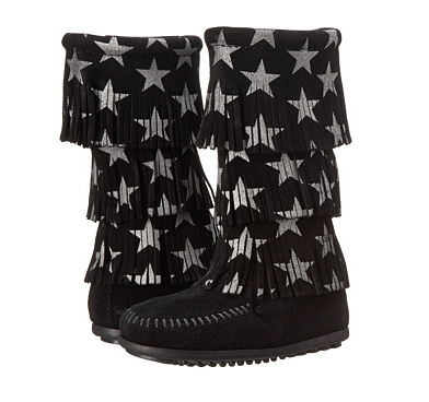 Minnetonka Star 3 Layer Boot星星图案童款短靴,原价$71.95, 现仅售$29.99,任意两件或两件以上免运费！