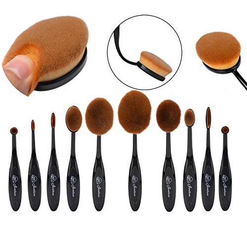 FDA TEST APPROVED 2016 Professional 10 Pcs Soft Oval Toothbrush Makeup Brush Sets Foundation Brushes Cream Contour Powder Blush Concealer Brush Makeup Cosmetics Tool Set, only $32.99