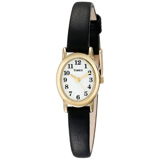 Timex 天美時 Cavatina 女款鍍金皮帶石英腕錶, 原價$44.95, 現僅售$19.99