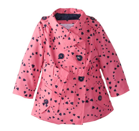 Jessica Simpson Big Girls' Double Breasted Trench with Hearts only $5.96