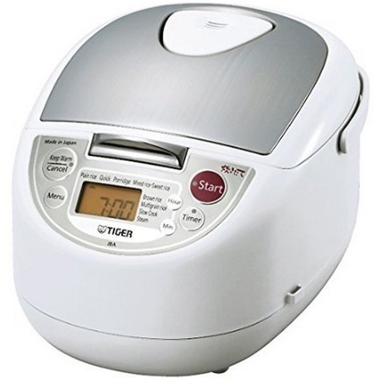 Tiger JBA-T18U-WU 10-Cup (Uncooked) Micom Rice Cooker with Food Steamer & Slow Cooker, White $148.79 FREE Shipping