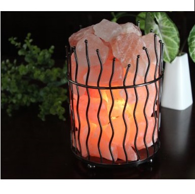 WBM Himalayan Glow Natural Air Purifying Himalayan Pillar Style Basket salt lamp with Salt Chunks, Bulb and Dimmer control, only $19.72