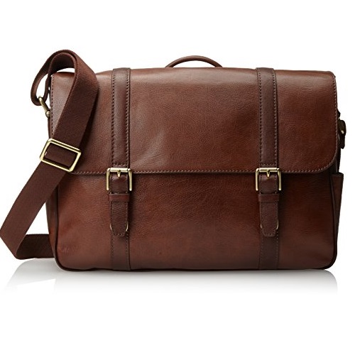 Fossil Men's Estate Leather East-West Messenger Bag, Cognac, Only $139.00, free shipping