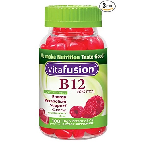 Vitafusion 小熊成人 B12维生素软糖，1070粒/瓶，共3瓶，原价	$14.97，现仅售$9.95，免运费