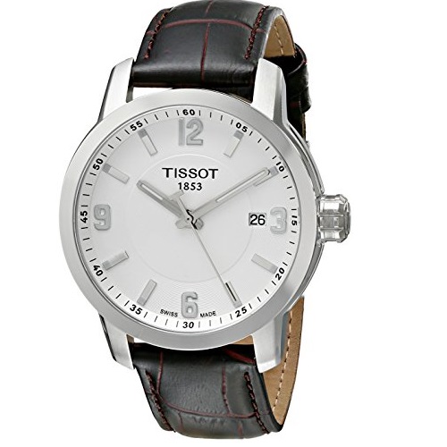 Tissot Men's T055.410.16.017.01 'Prc 200' White Dial Brown Leather Strap Swiss Quartz Watch, only $245.91, free shipping
