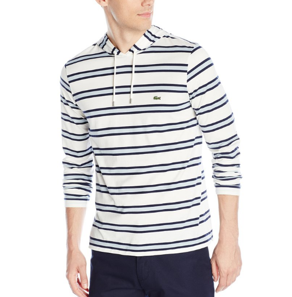 Lacoste Men's Striped Pima Jersey Slim Fit Hooded T-Shirt only $36.01