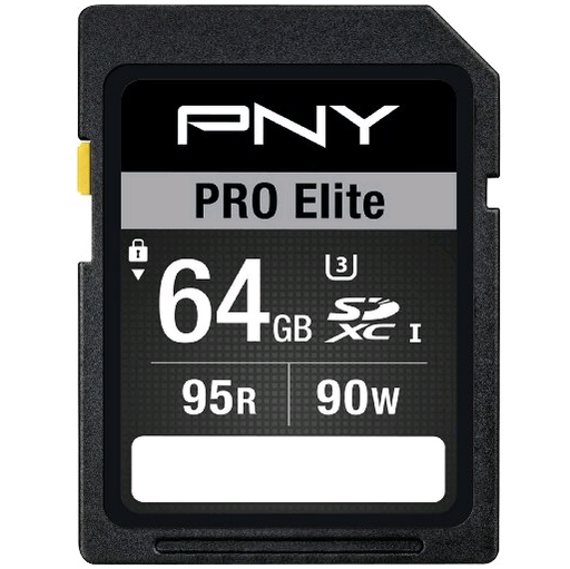 PNY U3 PRO Elite SDXC 64GB储存卡$29.99