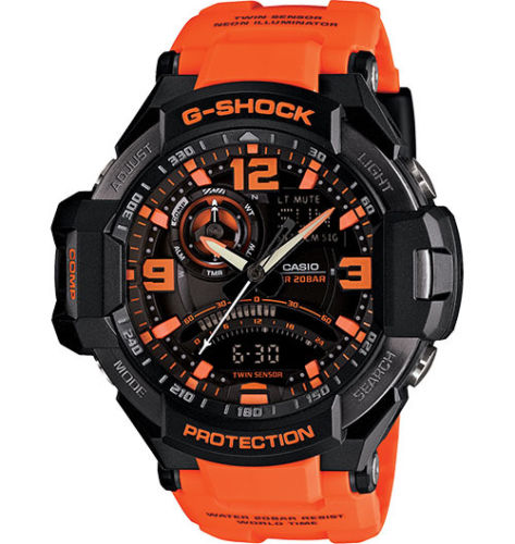 CASIO G Shock Aviation Black and Orange Dial Orange Resin Men's Watch Item No. GA1000-4ACR, only $140.00, free shipping after using coupon code