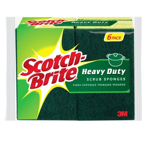 家庭必备！史Scotch-Brite 3M 擦洗海绵块，6个装，现点击coupon后仅售$3.45，免运费