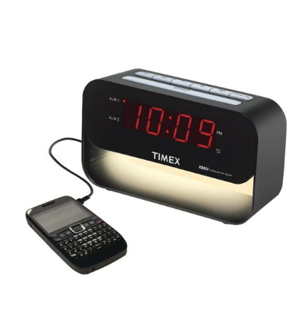 天美时Timex 闹钟带USB充电 带夜灯，原价$39.99,  现仅售$18.01
