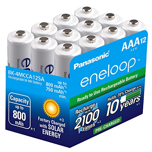 Panasonic BK-4MCCA12BA Eneloop AAA 2100 Cycle Ni-MH Pre-Charged Rechargeable Batteries, 12 Pack, Only $19.99