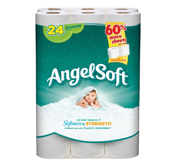 史低價！ Angel 大卷超柔軟雙層衛生紙 (24 卷/包)， 現僅售$5.97
