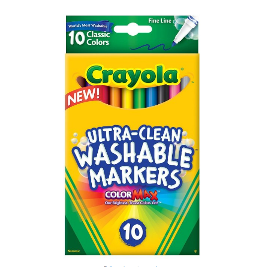 超值！Crayola 兒童極細10色安全可水洗馬克筆,原價$7.99, 現僅售$2.47