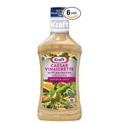 Prime會員專享! Kraft Caesar Vinaigrette with Parmesan 沙拉醬 16盎司x6瓶, 先點擊coupon后僅售$8.93,免運費！