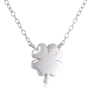 Sterling Silver Mini Clover with Diamond Accent Stationed Necklace only $17.7