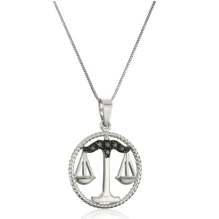 Sterling Silver Black Diamond Zodiac Pendant Necklace (1/10cttw, I3 Clarity)
