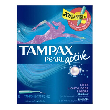销量第一！ 史低价！Tampax 珍珠运动系列无香型卫生棉条-18个装（少量吸收型）特价仅售$1.77