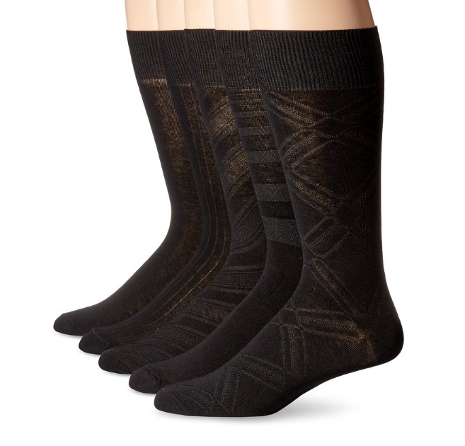 Perry Ellis Men's Premium Cotton Blend Lane Texture Socks (Pack of 5) only $8.47