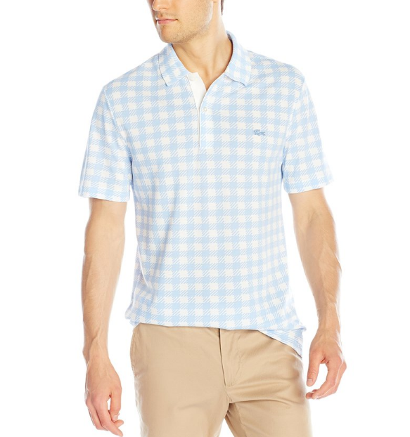 Lacoste Men's Short Sleeve Gingham Printed Mini Pique Slim Fit Polo Shirt only $47.55