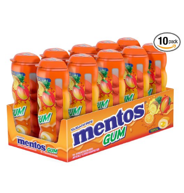 Mentos Gum Pocket Bottle, Tropical, 1.06 Ounce (Pack of 10) only $7.31 via clip coupon, Free Shipping with S&S