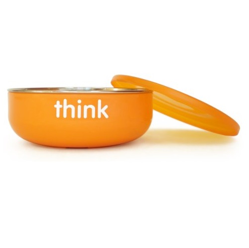 Thinkbaby Low Rise BPA Free Baby Bowl, Silver/Orange, Only $5.99