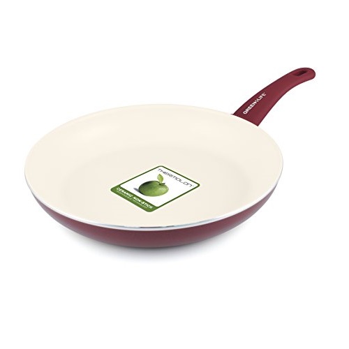 GreenLife 12 Inch Non-Stick Ceramic Fry Pan with Soft Grip, Red, Only $13.00