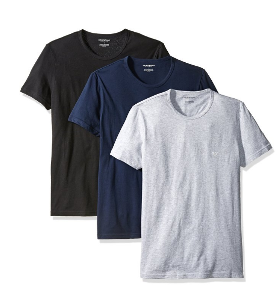 Emporio Armani阿玛尼 男士圆领基本款短袖T恤 3件，原价$49, 现仅售$24.17