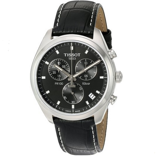 Tissot Men's 'Pr 100' Swiss Quartz Stainless Steel and Leather Dress Watch $234 FREE Shipping