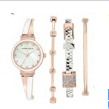 Anne Klein Women's Rose Gold-Tone Bangle Bracelet Watch and Bangle Bracelets Set 26mm AK/2342RWST   $62.00