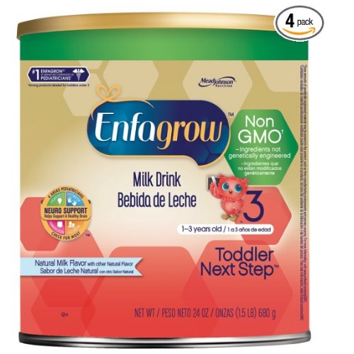 史低價！Enfagrow 幼兒 配方奶粉，不含轉基因， 24 oz/罐，共4罐，原價$99.96，現點擊coupon后僅售$72.92，免運費