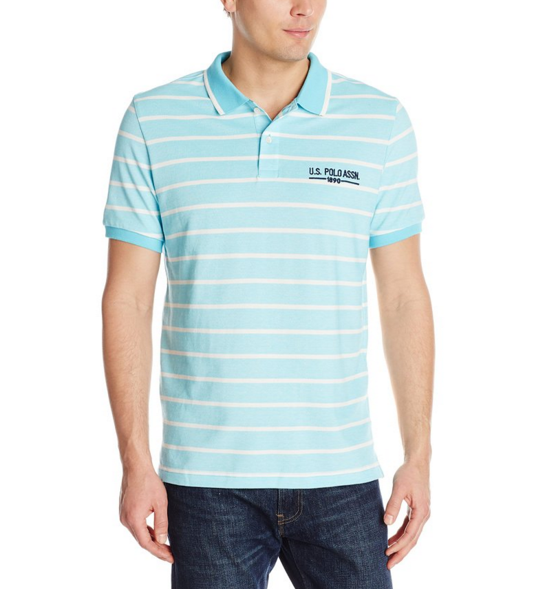 清新！U.S. Polo Assn. Pencil Stripe 男款Polo衫,現僅售$8.65