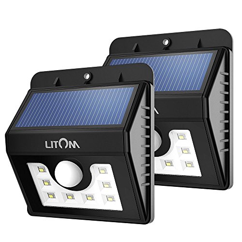 Litom Solar Powered Wireless 8 LED Security Motion Sensor Lamp Outdoor Light (2 Pack), Only $19.99, You Save $10.00(33%)