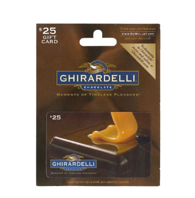 Ghirardelli Chocolate Gift Card only $20 for value $25