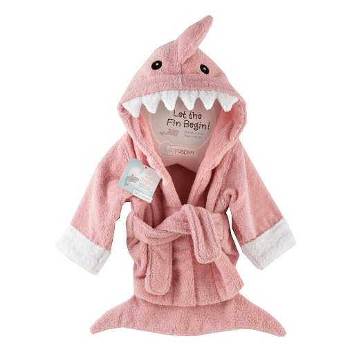 最萌浴巾！Baby Aspen宝宝粉色鲨鱼浴袍，原价$29.99，现仅售$19.99