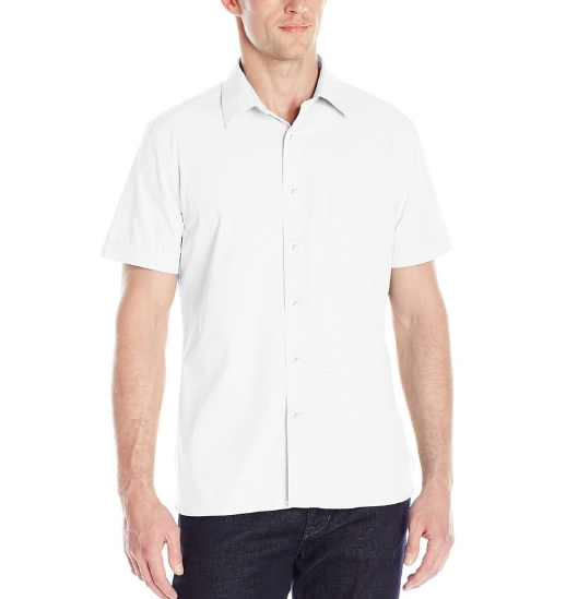 派瑞-艾力斯Perry Ellis Stripe Textured 男式短袖衬衫，现仅售$19.19