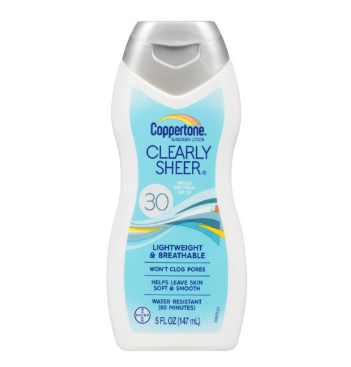 Coppertone ClearlySheer SPF 30 Sunscreen Lotion, 5 Fluid Ounce only $6.68, Free Shipping