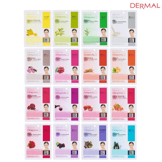 Dermal Korea Collagen Essence Full Face Facial Mask Sheet (16 Combo Pack), Only $7.48