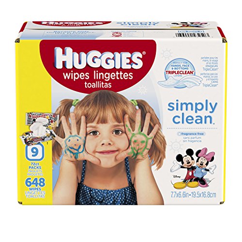 HUGGIES Simply Clean Baby Wipes, Unscented, Soft Pack , 72 Count, Pack of 9 (648 Total), Only $10.57 free shipping after clipping coupon and using SS